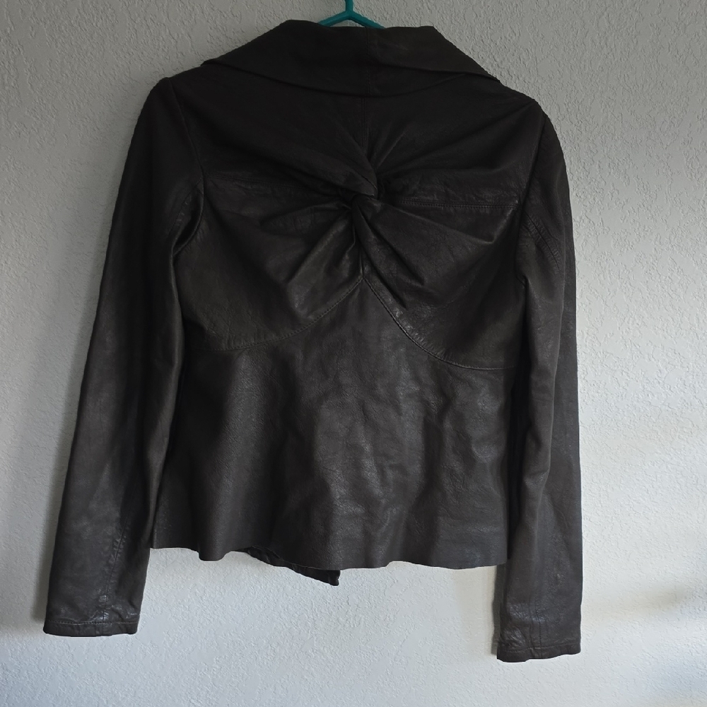 All Saints Dark Brown Leather Jacket - Picture 3 of 10